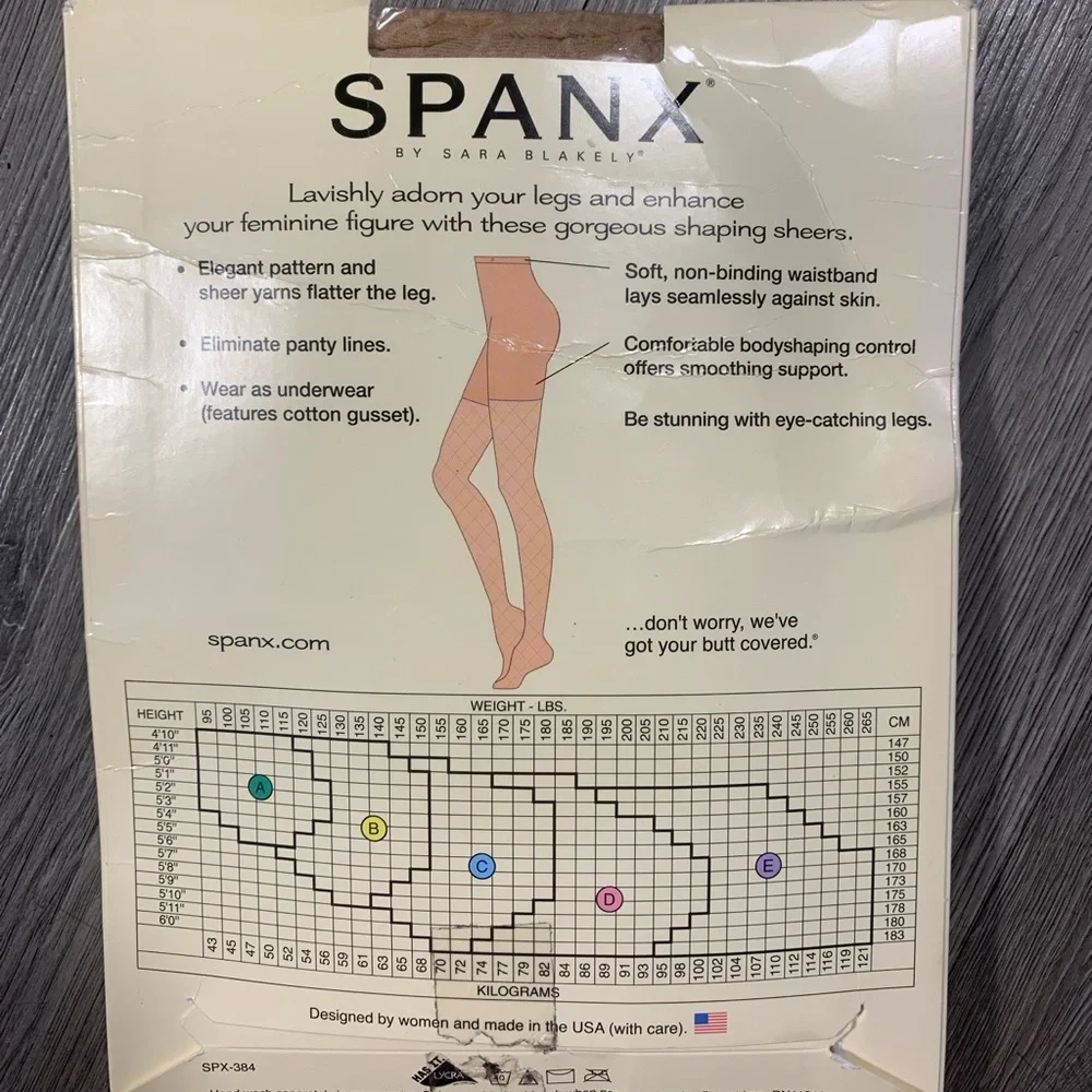 Spanx Sheer Fashion Tights Diamond Pattern Nude size E NEW